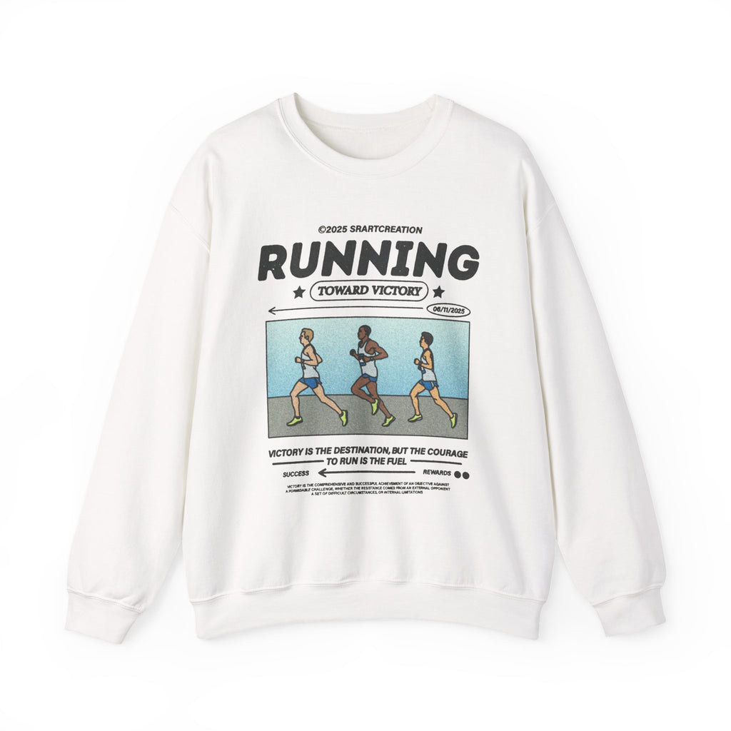 Running Crewneck Sweatshirt — "Running Toward Victory" Graphic