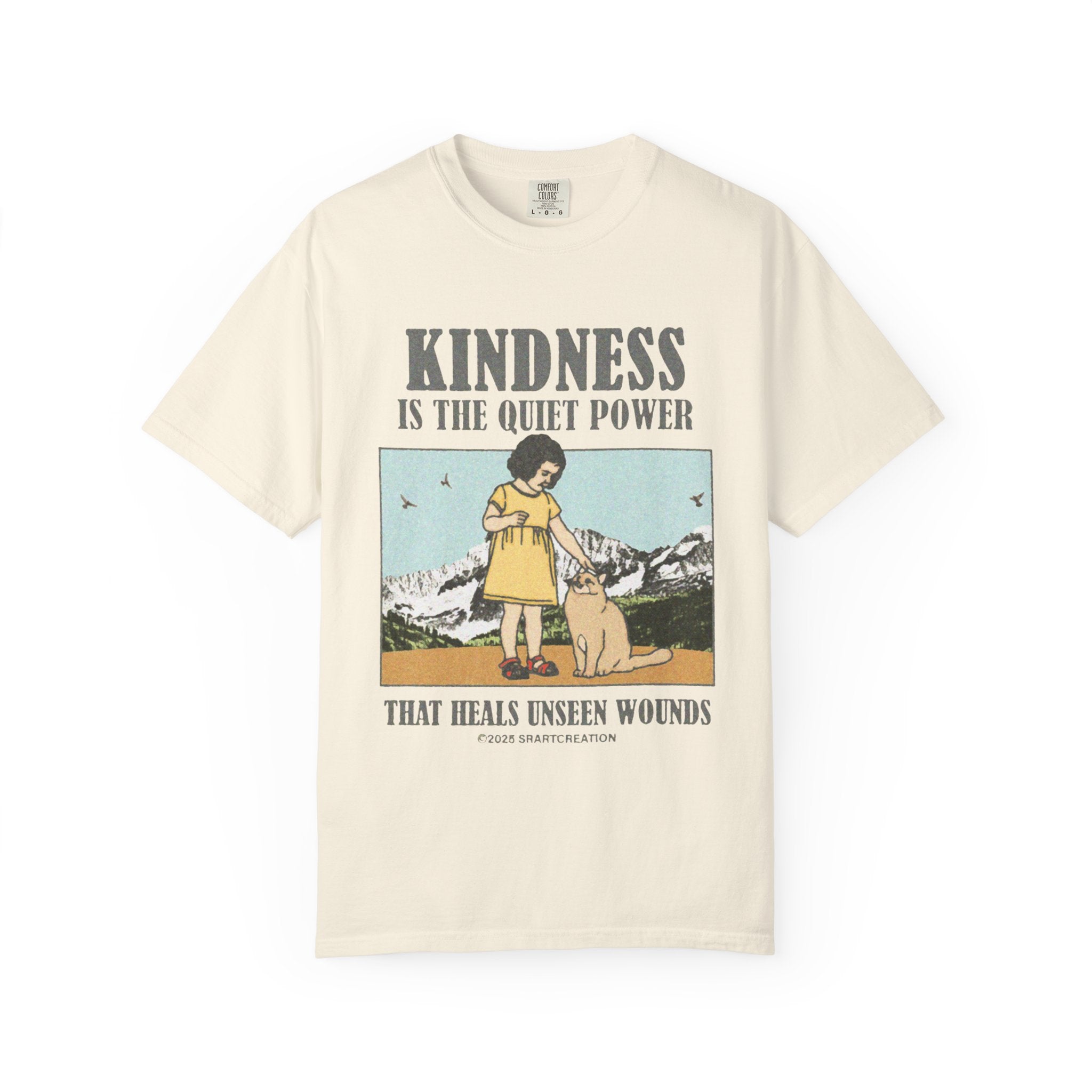 Kindness Is the Quiet Power T-Shirt — Inspirational Vintage Girl & Dog Graphic