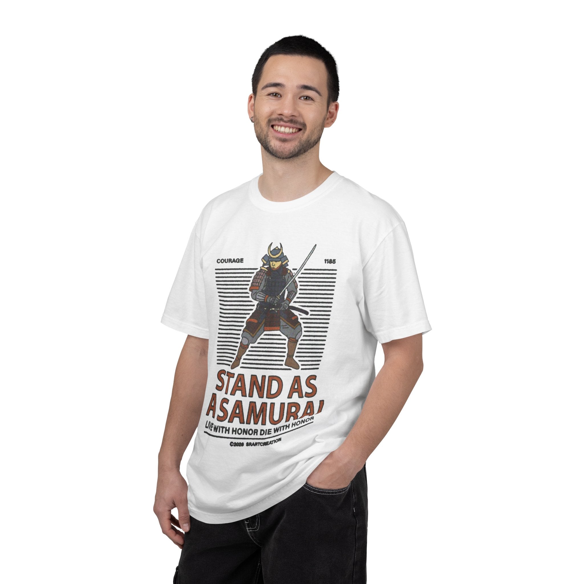 Samurai Graphic T-Shirt — "Stand As A Samurai" Honor Motto Tee