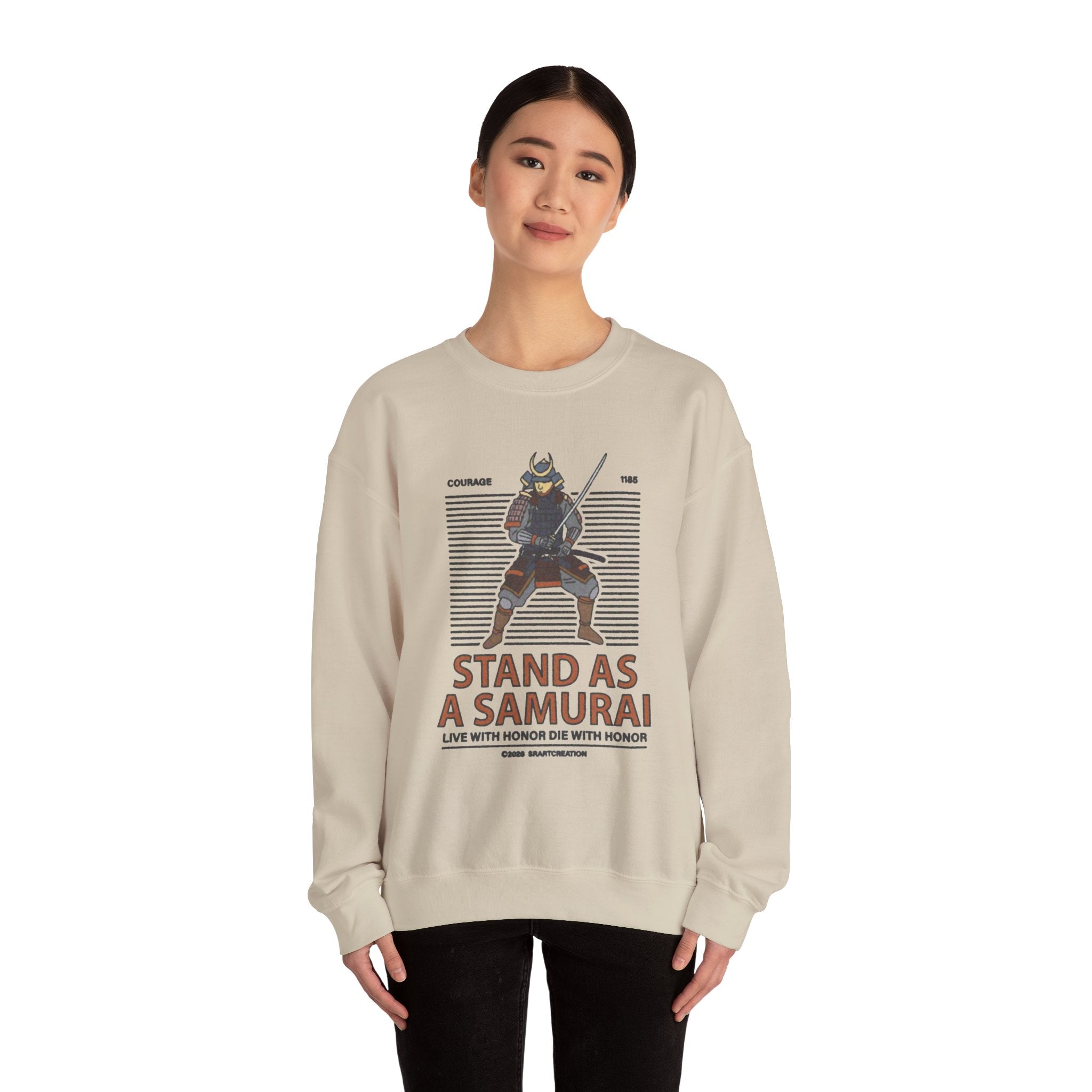 Samurai Crewneck Sweatshirt — "Stand As A Samurai" Graphic Sweatshirt