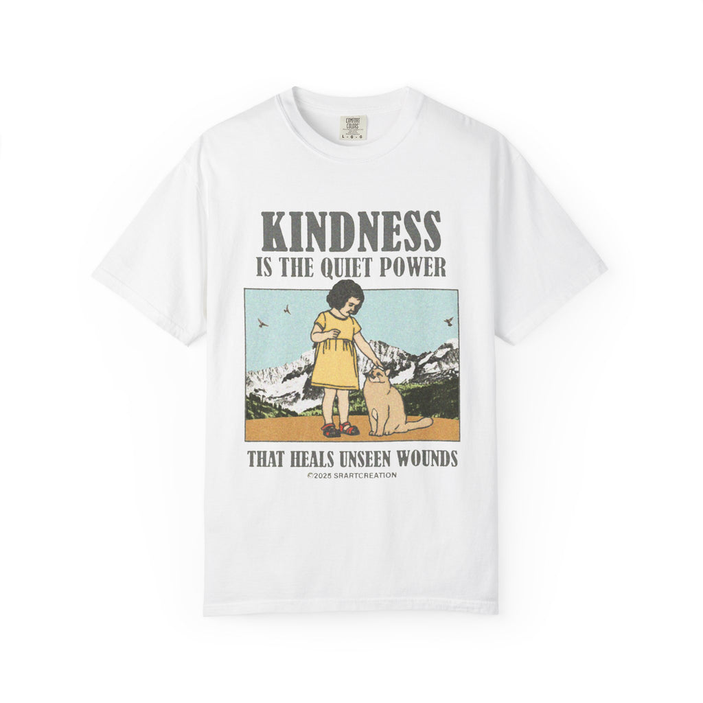 Kindness Is the Quiet Power T-Shirt — Inspirational Vintage Girl & Dog Graphic