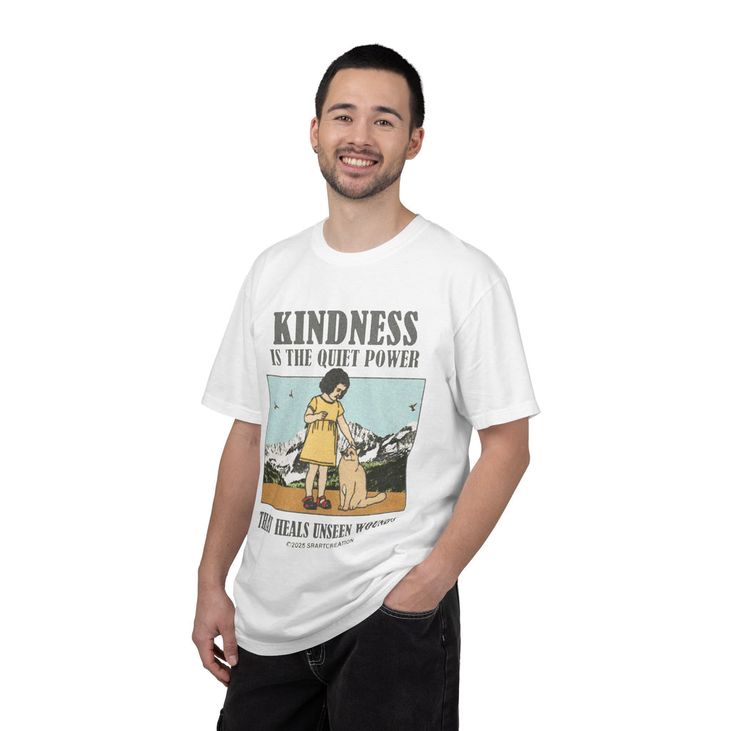 Kindness Is the Quiet Power T-Shirt — Inspirational Vintage Girl & Dog Graphic