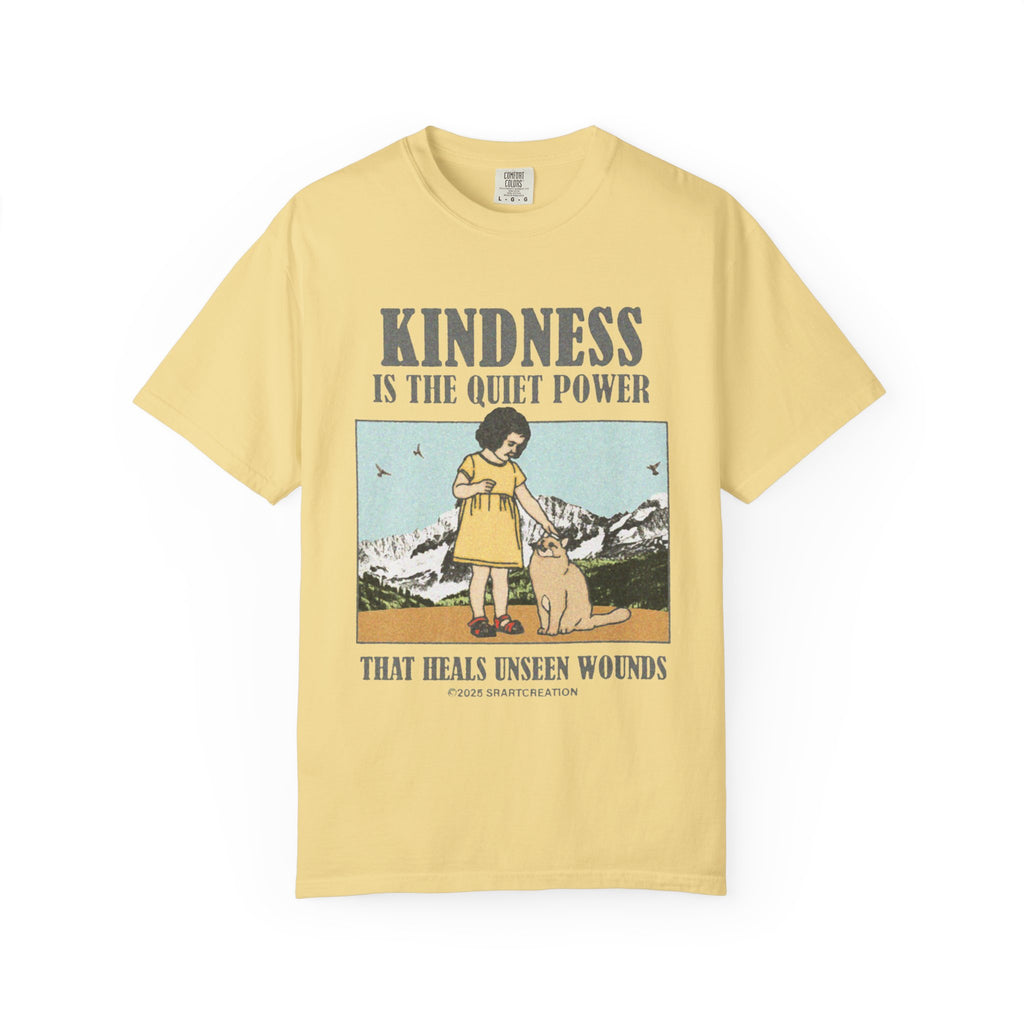 Kindness Is the Quiet Power T-Shirt — Inspirational Vintage Girl & Dog Graphic