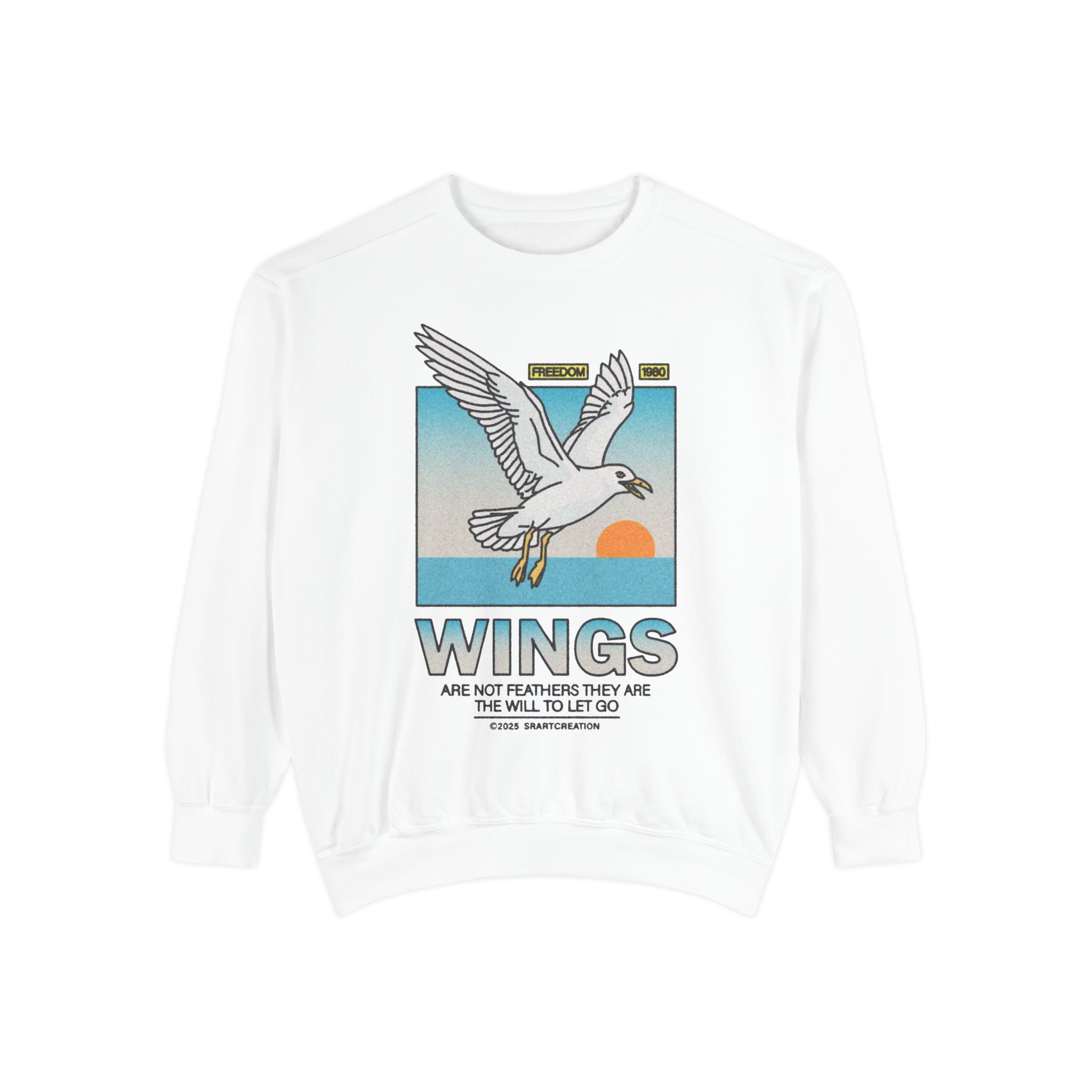 Wings Graphic Sweatshirt — Vintage Seagull Sunset Pullover
