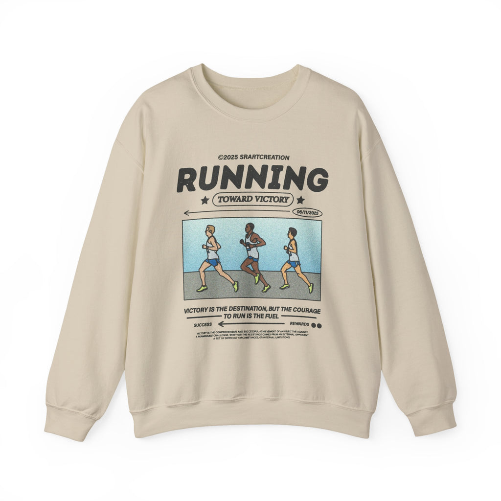 Running Crewneck Sweatshirt — "Running Toward Victory" Graphic