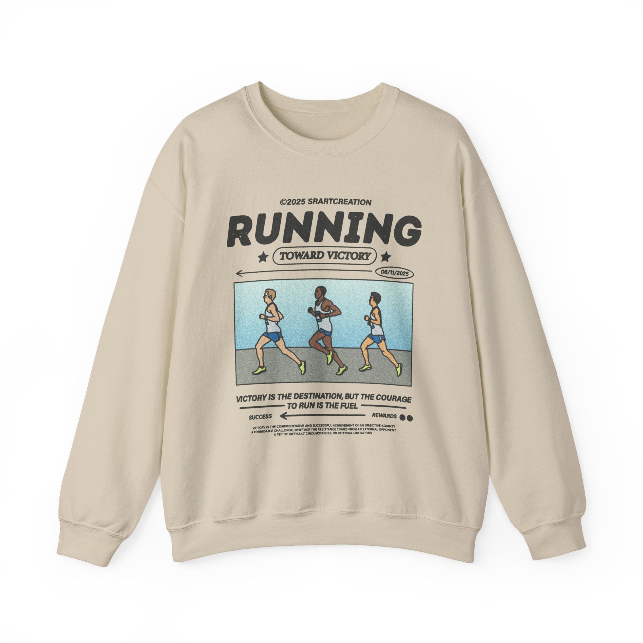 Running Crewneck Sweatshirt — "Running Toward Victory" Graphic