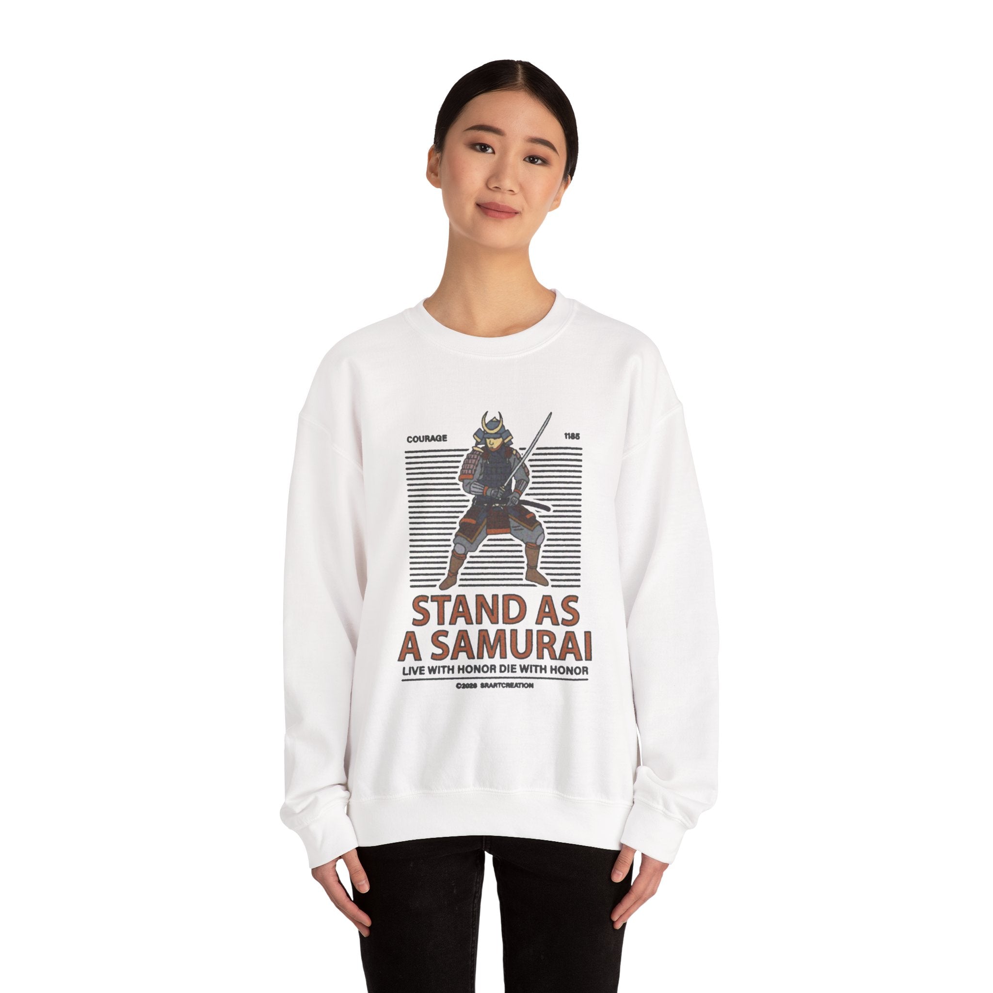 Samurai Crewneck Sweatshirt — "Stand As A Samurai" Graphic Sweatshirt