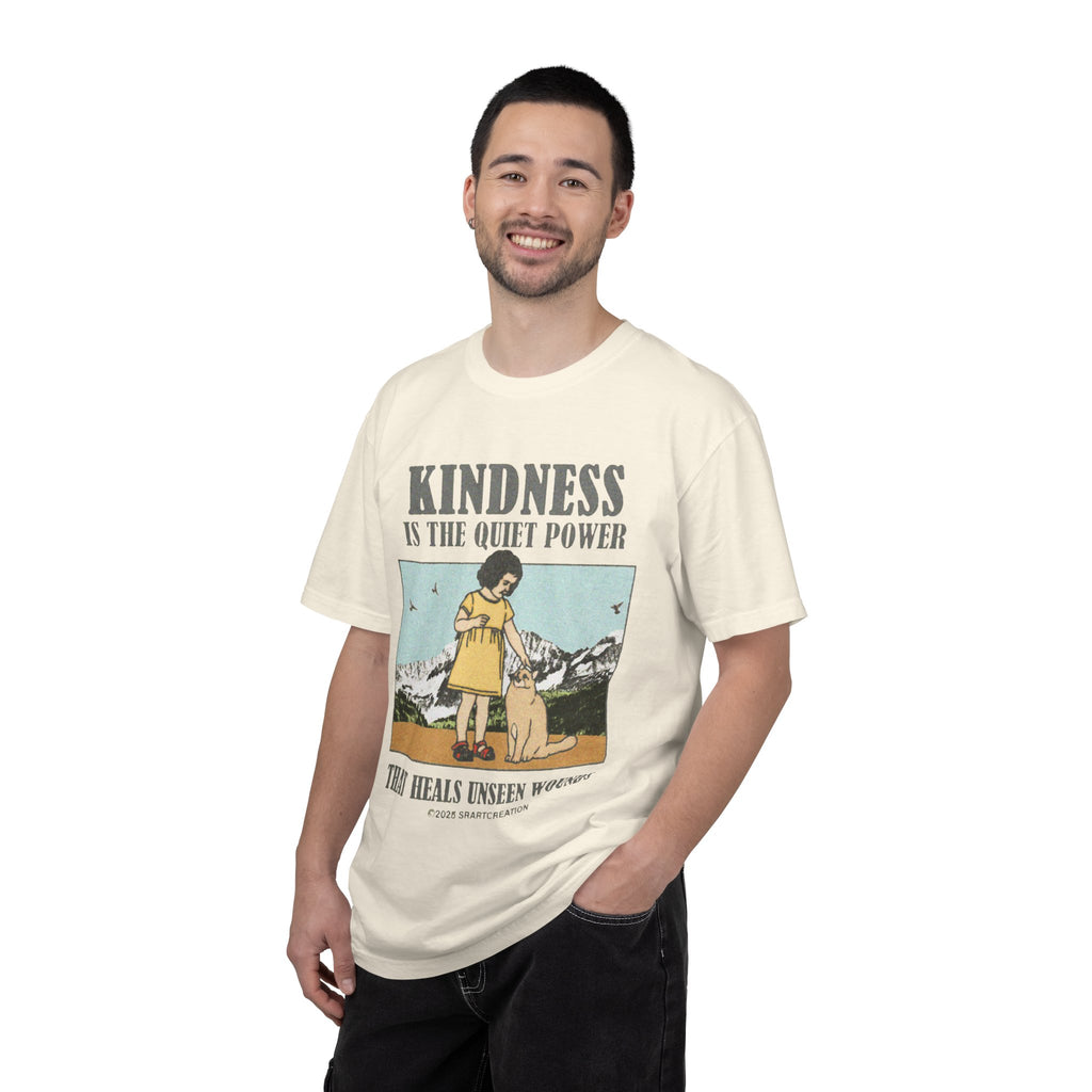 Kindness Is the Quiet Power T-Shirt — Inspirational Vintage Girl & Dog Graphic