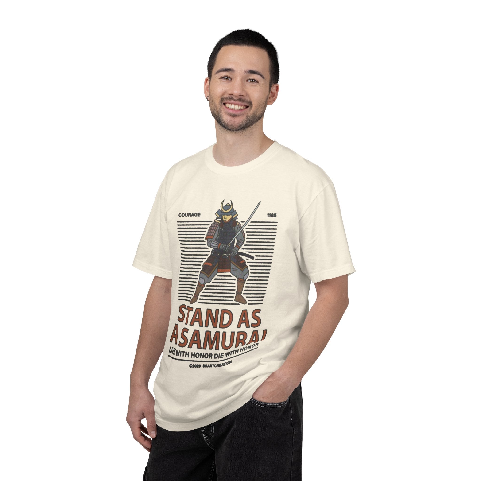Samurai Graphic T-Shirt — "Stand As A Samurai" Honor Motto Tee