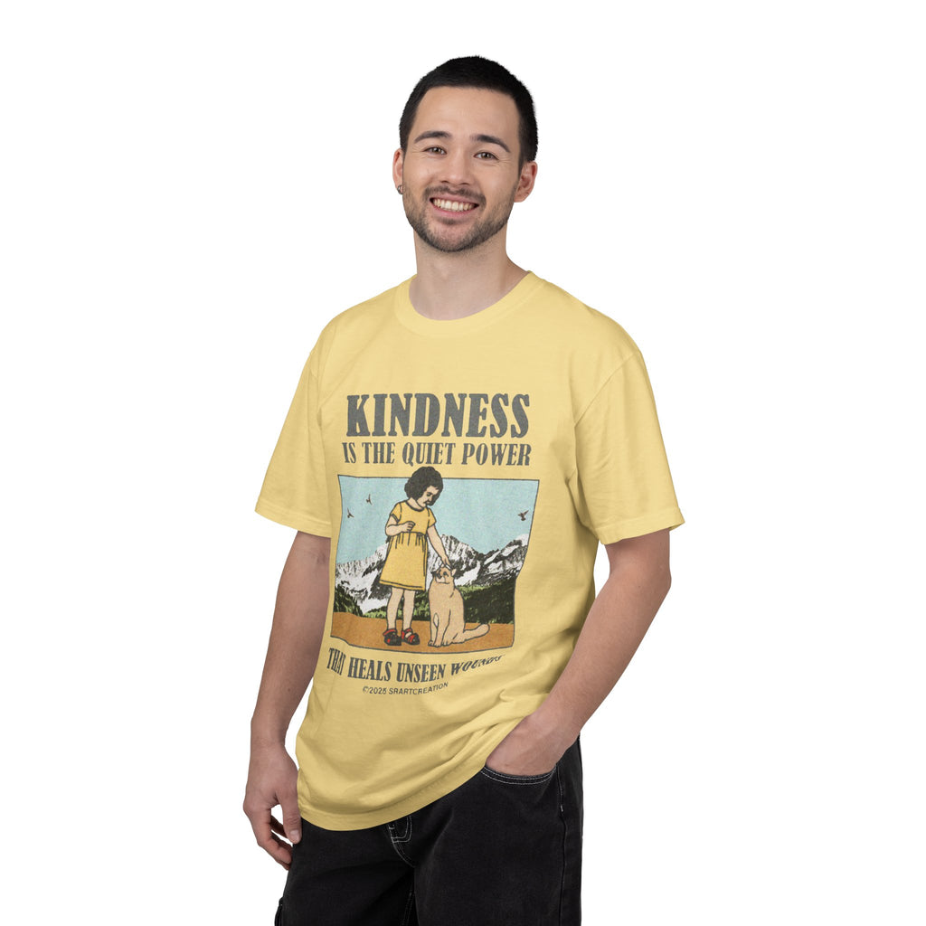 Kindness Is the Quiet Power T-Shirt — Inspirational Vintage Girl & Dog Graphic
